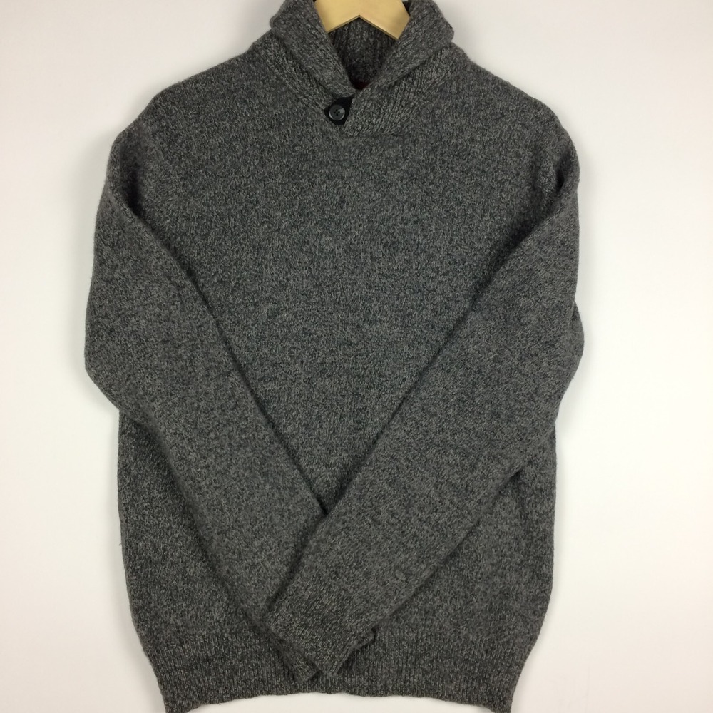 Hudson North Sweater Mens Small Wool Blend Shawl Collar Long Sleeve Grey Outdoor